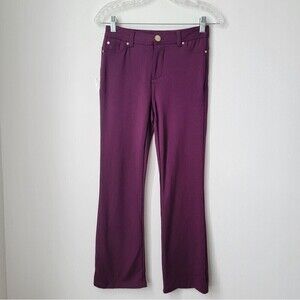 IMAN Purple Rayon Nylon Stretch Flare Dress Pants Size 4